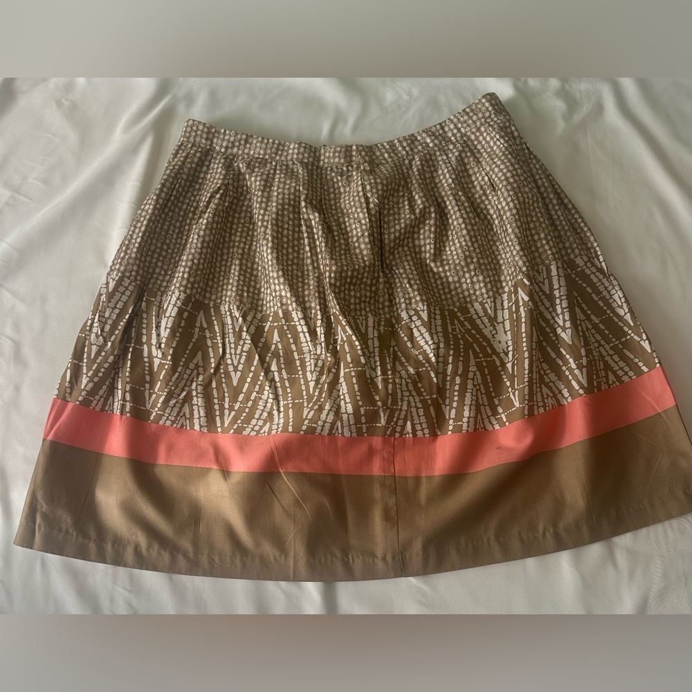 George A-Line Skirt in Brown and Coral